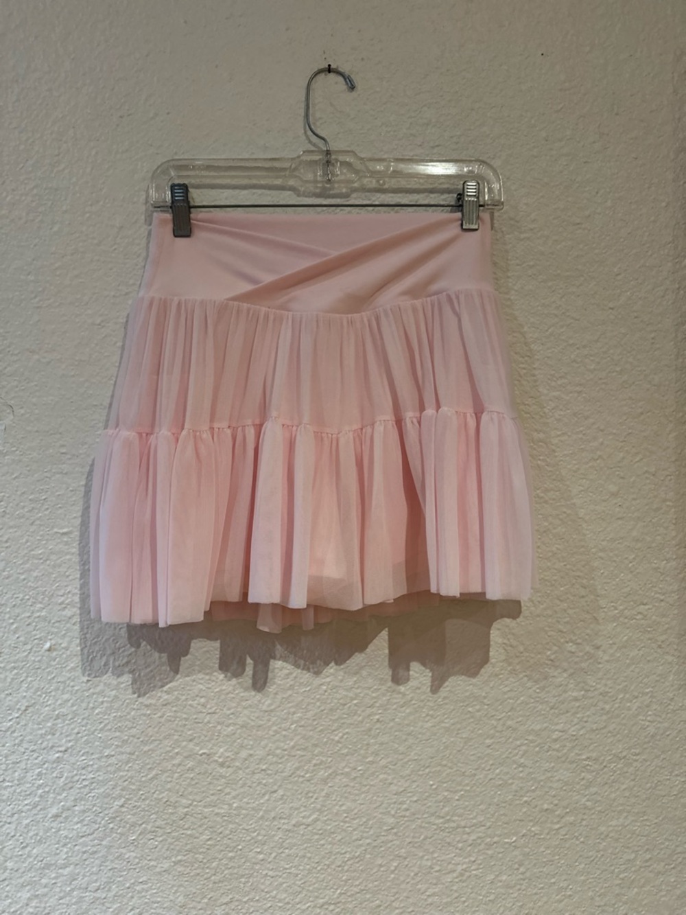 Light Pink Tiered Mini Skort with Crossover Waistband